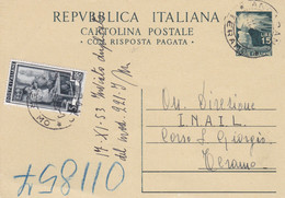 REPUBBLICA - ANCONA - INTERO POSTALE  L. 15 - CON RISPOSTA PAGATA - VIAGGIATA PER - TERAMO - Interi Postali