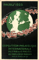 PARIS 1925 Exposition Philatélique Internationale Au Pavillon De Marsan 107 Rue De Rivoli * Entier Postal 45c Rouge - Timbres (représentations)