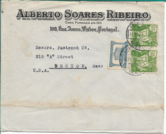 From Lisboa Portugal  To Boston USA  ,  1940  ,  Censor Label EXAMINED BY 8277 , Peixeira Stamps - Guerre Mondiale (Seconde)