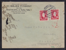 SLOVAKIA 1940 NAZI CENSORED MAILED COVER TO PRAHA - Covers & Documents