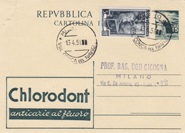 REPUBBLICA - LURANO (BG)  INTERO POSTALE  L. 15 - VIAGGIATA PER MILANO - Interi Postali