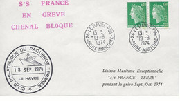 PAQUEBOT FRANCE  EN GREVE  1974 - Lettres & Documents