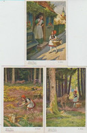 Série Complète 6 Cpa Brüder Grimm. ROTKÄPPCHEN ( Le Petit Chaperon Rouge) Illustr. KUBEL - Cuentos, Fabulas Y Leyendas