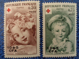 REUNION 1962 Y&T N° 353 & 354 **  - CROIX ROUGE , OEUVRES DE FRAGONNARD - Ungebraucht