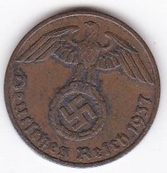 1 Reichspfennig 1937 F STUTGART. Bronze KM# 89 - 1 Reichspfennig