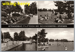 Schneeberg Im Erzgebirge - S/w Strandbad Filzteich 4   Stempel Kinderferienlager Juri Gagarin Des BDVP Karl Marx Stadt - Schneeberg