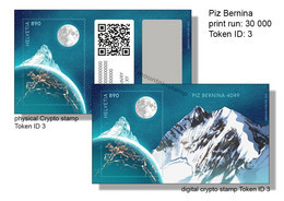 Switzerland 2021 Crypto Stamp ID 3 Piz Bernina Mountains Berge Swiss Crypto Stamp  Token ID: 3 ** - Unused Stamps