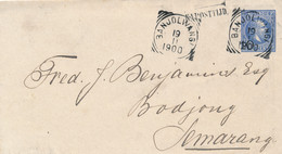 Nederlands Indië - 1900 - 10 Op 20c Willem III, Envelop G12a Van VK Banjoewangi - Na Posttijd - Naar Semarang - Netherlands Indies