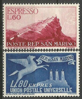 SAN MARINO CORREO URGENTE YVERT NUM. 21/22 * SERIE COMPLETA -1 SELLO TIENE UNA PEQUEÑA TRANSPARENCIA PRECIO MUY REBAJADO - Exprespost