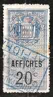 TIMBRES FISCAUX DE MONACO AFFICHES  N°4  210 C Bleu  Oblitéré - Fiscale Zegels