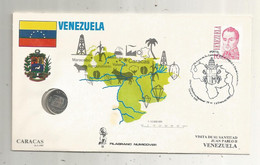 Lettre, VENEZUELA, CARACAS 1010,1985+ Monnaie,currency, 5 CENTIMOS , 1983, Filagrano Numicover, Pape,  Frais Fr 1.95 E - Venezuela