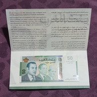 MAROC : Billet Com De 50 Dhs 2009 - N° De Série : 00 - 073815 - Pochette D'Origine - 35 € Au Lieu De 45 € - Marocco
