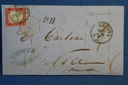 AJ7 ITALIA  BELLE LETTRE  1862 DUCHé DE GENOVA   POUR NICE FRANCE  + AFFRANCH. .INTERESSANT - Unclassified