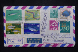 JAPON - Enveloppe En Recommandé De Nagoya Pour La France En 1966, Affranchissement Varié - L 112097 - Storia Postale