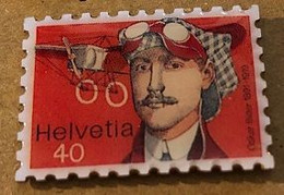 TIMBRE SUISSE 40 - HELVETIA - AVIATEUR - OSKAR BIDER 1891 / 1919 - PLANE - FLIEGER - AVIATOR - AVIADOR - AVIATORE -(27) - Avions