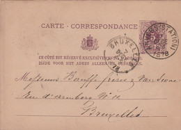 BRUXELLES CARTE DE CORRESPONDANCE 1878 - 1800 – 1899