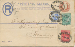 GB „REGISTERED / EXCHANGE-L‘POOL“ (smaller Type) Registered Oval Postmark On Superb EVII 3d Registered Postal Stationery - Cartas & Documentos