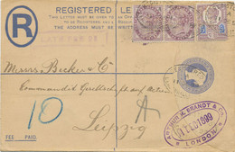 GB 1899, Superb 2 D Blue QV Registered Postal Stationery Envelope (Huggins RP22G) Uprated With QV Jubilee 5 D Type II - Covers & Documents