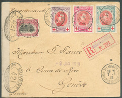 N°132/134-144 - Série ALBERT CROIX-ROUGE + 50c. Emission 1915 Obl. Sc Ste-ADRESSE (POSTE BELGE) Sur Lettre Recommandée D - Altri & Non Classificati