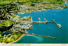 CORNWALL - FALMOUTH - AERIAL VIEW OF TOWN AND DOCKS 1982  Co975 - Falmouth