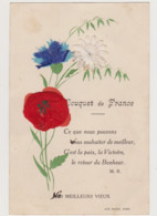 Carte Fantaisie Patriotique Avec Inclusion De Tissu  / Bouquet De France ( Bleu , Blanc , Rouge ) - Other