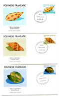 RC 21770 POLYNESIE N° 312 / 314 SÉRIE COQUILLAGES SUR ENVELOPPE 1er JOUR EMIS EN 1988 - TB - FDC