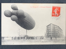 Carte Postale Le Dirigeable « Clément Bayard » Oblitérée à Houilles 1908 Semeuse - Dirigeables