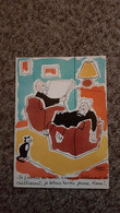 CPSM ILLUSTRATEUR JACQUES FAIZANT ON S ENNUIE TELLEMENT EN VIEILLISSANT VIEILLES DAMES VIEUX COUPLE CHAT - Faizant