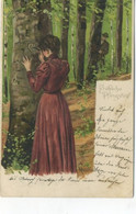 ILLUSTRATEUR - MAILICK - Femme Dans La Forêt Gravant Un Coeur - Fröhliche Pfingsten! - Mailick, Alfred