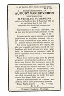 Doodsprentje Sleidinge : August Van Beveren .( Mathilde Schepens ) . - Religione & Esoterismo
