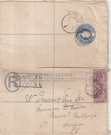 MALACCA : ENTIER POSTAL . AVEC COMPlt D'AFFRt . " SINGAPOUR " . POUR LA GB . 1908 . - Malacca