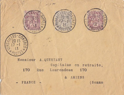 Lettre Obl. Versailles - Congrès Le 17/1/13 Sur 1c + 2c X 2 Type Blanc Pour Amiens - 1900-29 Blanc