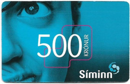 Iceland - Siminn - Wince Faces Blue, Exp.01.07.2006,  GSM Refill 500Kr, Used - Iceland