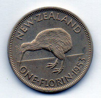 NEW ZEALAND, 1 Florin, Copper-Nickel, Year 1953, KM #28.1 - Nueva Zelanda
