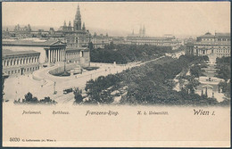 Wien, Vienna, Franzens-Ring, Parlament, Rathhaus, K. K. Universität  - Undivided Back - Ringstrasse