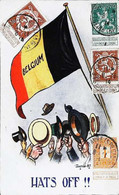 ► Guerre Libération 1914  - Belgique Libérée Belgium Hats Off !! Cpa FDC Maximum 1914 Signée  Donald Mc Gill - 1905-1934