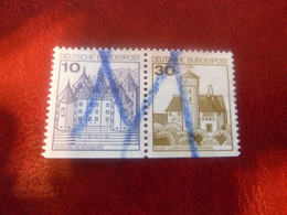 Deutsche Bundespost - Schloss Glucksburg Et Burg Ludwigstein - Val 10 - 30 - Bleu Et Olive - Double Oblitérés - - Gebraucht