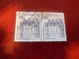 Deutsche Bundespost - Schloss Glucksburg - Val 10 - Bleu-gris - Double Oblitérés - - Gebraucht