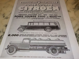 ANCIENNE PUBLICITE VEHICULE UTILITAIRE POIDS LOURDS CITROEN   1933 - Trucks