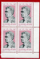 YUGOSLAVIA 1981 Ivan Ribar Birth Centenary Block Of 4  MNH / **.  Michel 1872 - Ongebruikt