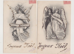 2 Cartes Fantaisie Avec Paillettes / Anges . Joyeux Noël - Other