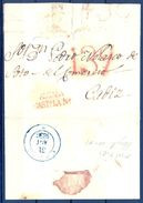 1836 , MADRID , ALCALÁ DE HENARES - CÁDIZ , MARCA PREF. Nº 7 , Y LLEGADA Nº21 DE CADIZ , RARA - ...-1850 Prephilately