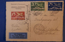 E9 SUISSE BELLE CARTE 1930 PAR AVION NEUHAUSEN POUR DEVENTER HOLLAND + TIMBRES COTéS VIGNETTE - Altri & Non Classificati