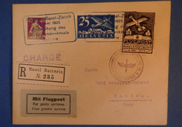 D 89 SUISSE BELLE LETTRE RECOMMANDEE 1925 VOIE AERIENNE ZURICH LAUFEN + RICHES CACHETS INTERESSANTS - Other & Unclassified