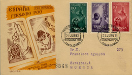 1961 FERNANDO POO  , SOBRE DE PRIMER DIA CIRCULADO , ED. 196 / 198 - PRO INFANCIA - Fernando Poo