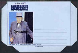 Jersey 1974 Churchill Centenary Airletter Form Inscribed 'JERSEY', Overprinted SPECIMEN, Folded On 'fold Lines' Otherwis - Jersey