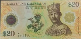 Brunei Darussalam 20 Ringgit 2007 Commemorative Polymer Issue 40th Anniv Currency Interchangeability  Prefix A/1 P-34 - Brunei