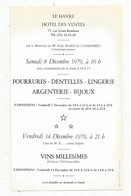 Publicité, Vente Aux Enchères ,Hôtel Des Ventes,LE HAVRE ,1979, Fourrures,dentelles...vins Millésimés, Frais Fr 1.85 E - Publicités