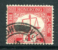 Hong Kong 1923-56 Postage Dues - 4c Scarlet - Wmk. Sideways - Used (SG D3a) - Strafport