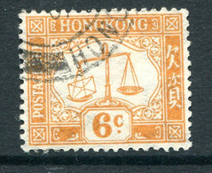 Hong Kong 1923-56 Postage Dues - 6c Yellow - Wmk. Sideways - Used (SG D4a) - Postage Due